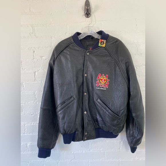 Vintage All Star Cafe Leather Bomber Jacket Size S - Picture 1 of 7